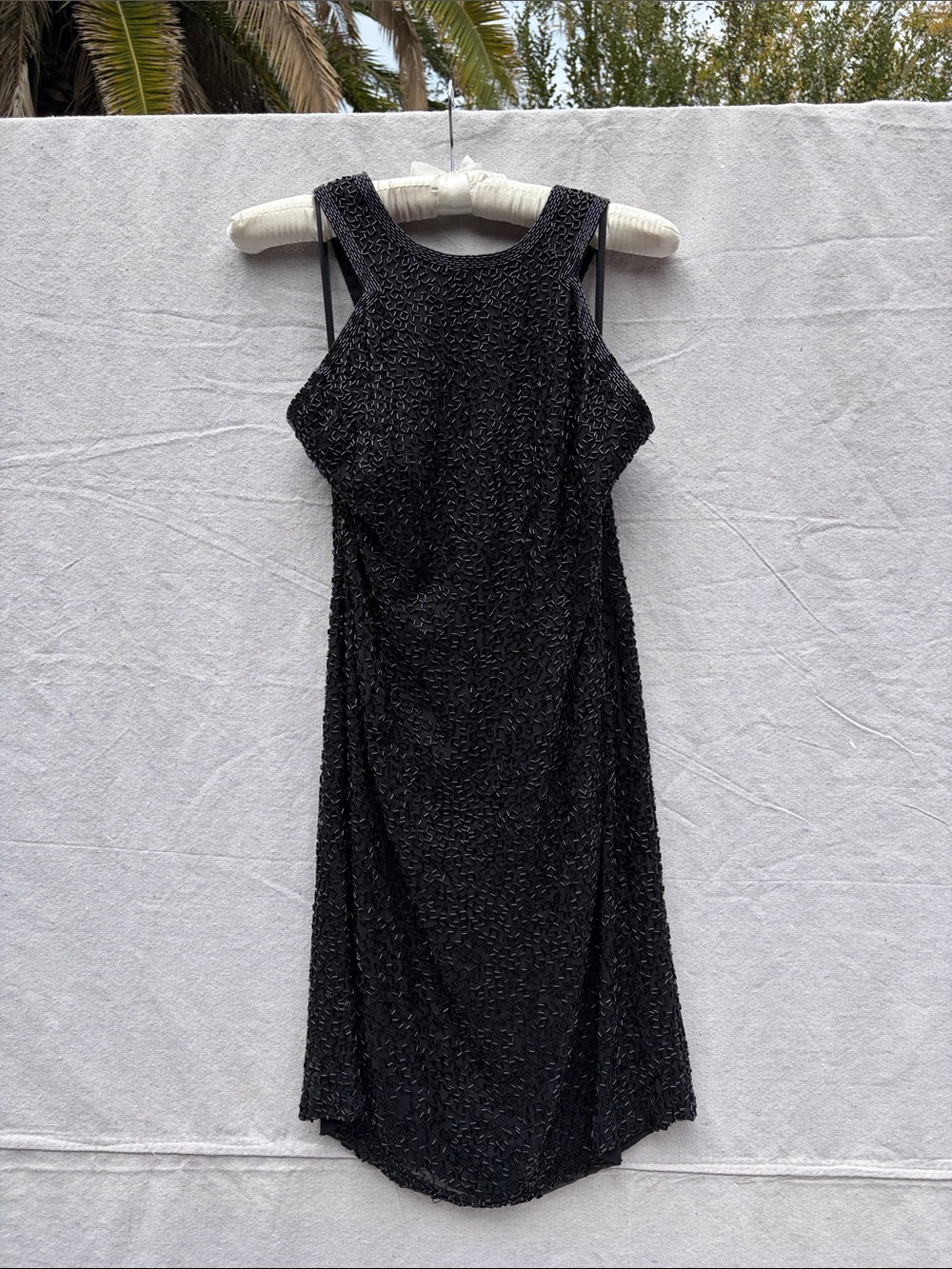 Black Beaded Sleeveless Cocktail Dress